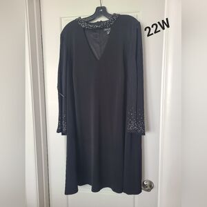 Jessica Howard Black Dress with Embellished Sleeves